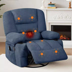 Fauteuil inclinable à bascule avec massage et chauffage – Pivotant à 306°, extra large, en chenille ou PU