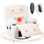 Fauteuil inclinable à bascule avec massage et chauffage – Pivotant à 306°, extra large, en chenille ou PU