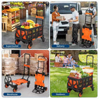 Diable pliant 2 en 1 avec panier, poignée rétractable et 4 roues – 150 kg