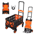 Diable pliant 2 en 1 avec panier, poignée rétractable et 4 roues – 150 kg