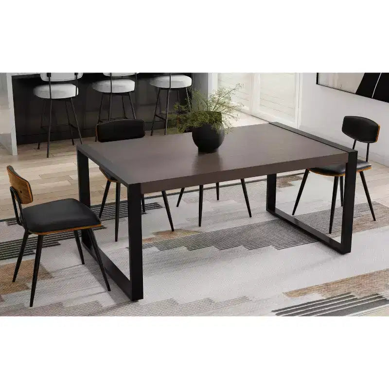 Table à manger rectangulaire industrielle moderne 168x102 cm – Bois de manguier massif, pieds en fer
