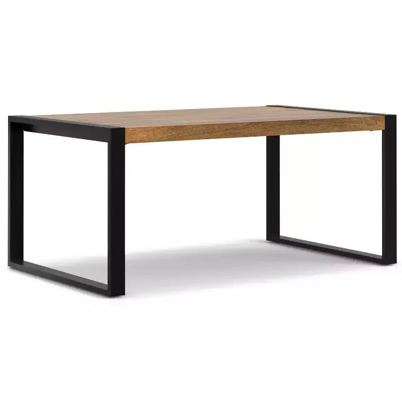 Table à manger rectangulaire industrielle moderne 168x102 cm – Bois de manguier massif, pieds en fer