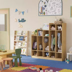 Vestiaire d'école à 5 sections avec 10 crochets, Organisateur de rangement avec 9 casiers pour la maison, la crèche, l'école, la maternelle
