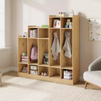 Vestiaire d'école à 5 sections avec 10 crochets, Organisateur de rangement avec 9 casiers pour la maison, la crèche, l'école, la maternelle