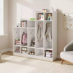 Vestiaire d'école à 5 sections avec 10 crochets, Organisateur de rangement avec 9 casiers pour la maison, la crèche, l'école, la maternelle