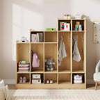Vestiaire d'école à 5 sections avec 10 crochets, Organisateur de rangement avec 9 casiers pour la maison, la crèche, l'école, la maternelle