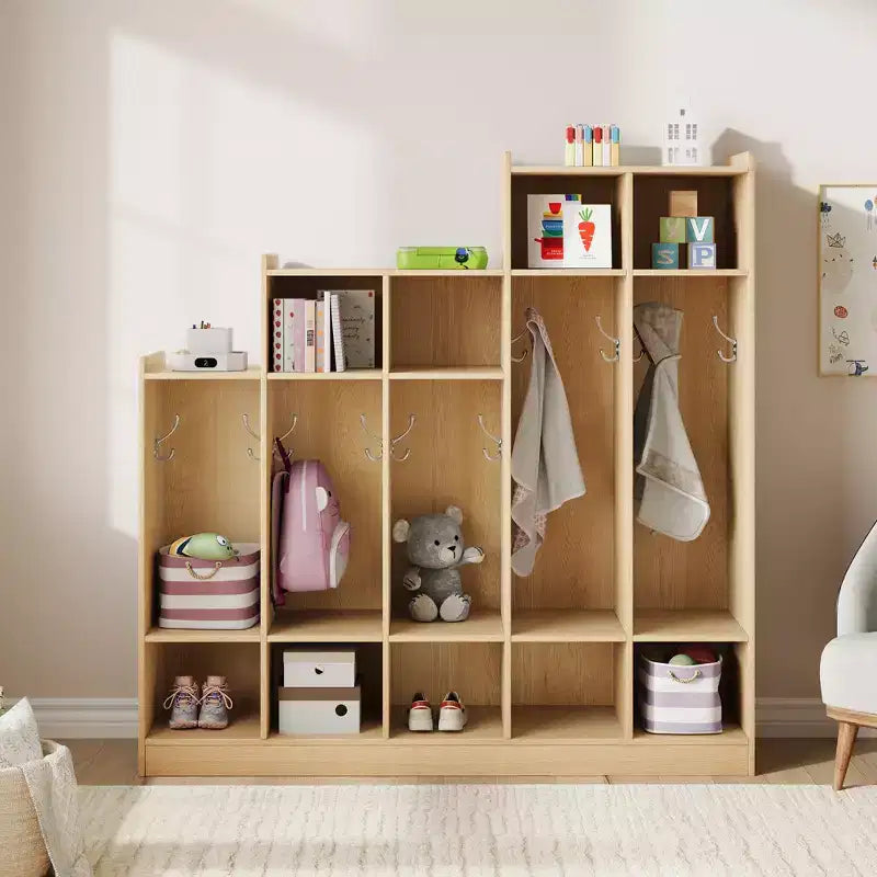 Vestiaire d'école à 5 sections avec 10 crochets, Organisateur de rangement avec 9 casiers pour la maison, la crèche, l'école, la maternelle