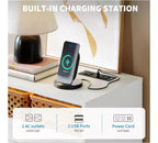 Commode 4 tiroirs avec station de charge et lumières LED, meuble de rangement pour chambre, salon, entrée, blanc