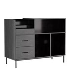 Meuble tourne-disque avec étagères réglables, peut contenir plus de 350 vinyles, console multimédia avec étagère pour enceintes et 2 tiroirs, meuble TV/tourne-disque de 27,6 po