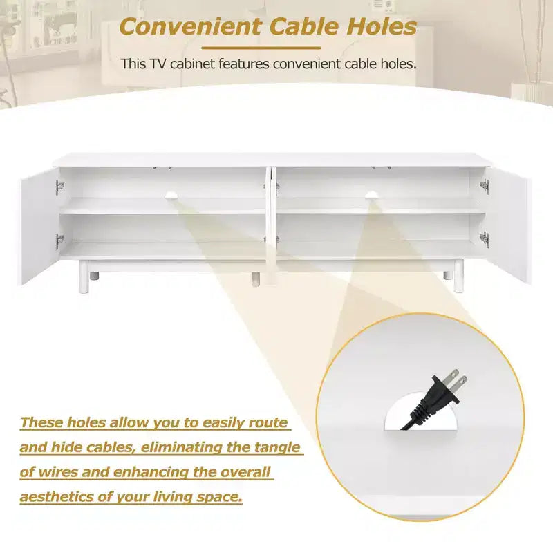 Meuble TV arche blanc – Console multimédia minimaliste pour téléviseurs de 78 po
