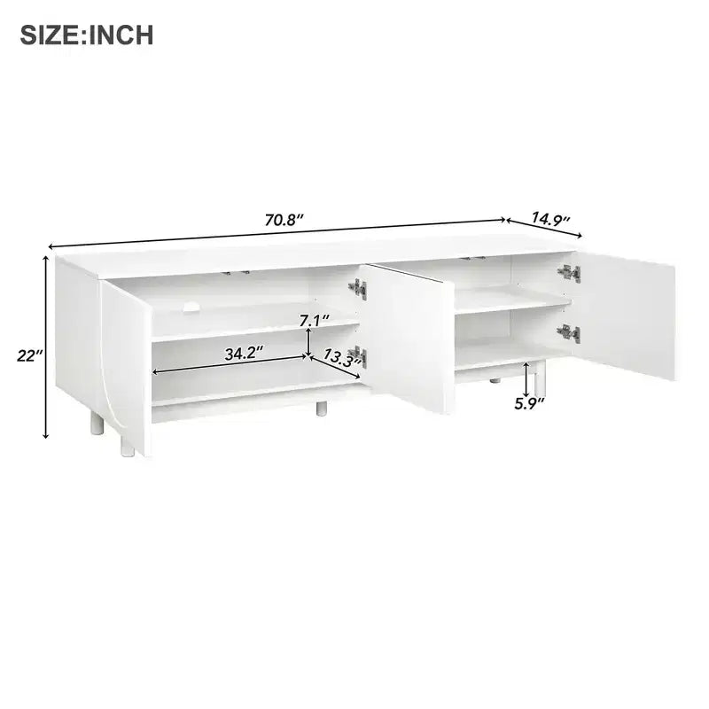 Meuble TV arche blanc – Console multimédia minimaliste pour téléviseurs de 78 po