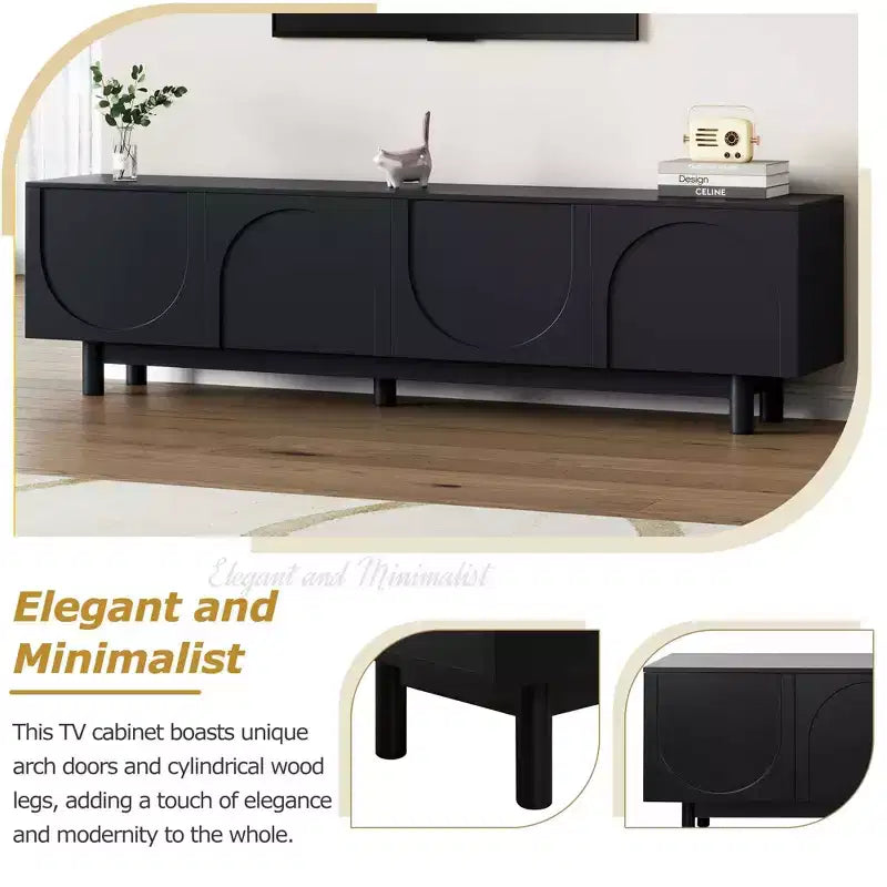 Meuble TV arche blanc – Console multimédia minimaliste pour téléviseurs de 78 po