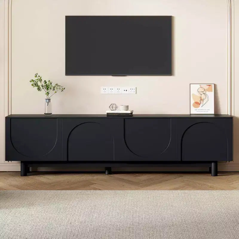 MAYEERTY White Graceful TV Stand, Arch Cabinet Minimalist Media Console for 78 TVs