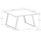 Table à manger industrielle moderne carrée de 54 po – Placage de noyer et pieds en métal gris graphite