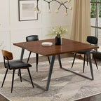 Table à manger industrielle moderne carrée de 54 po – Placage de noyer et pieds en métal gris graphite