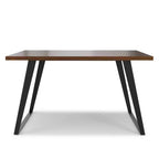 Table à manger industrielle moderne carrée de 54 po – Placage de noyer et pieds en métal gris graphite