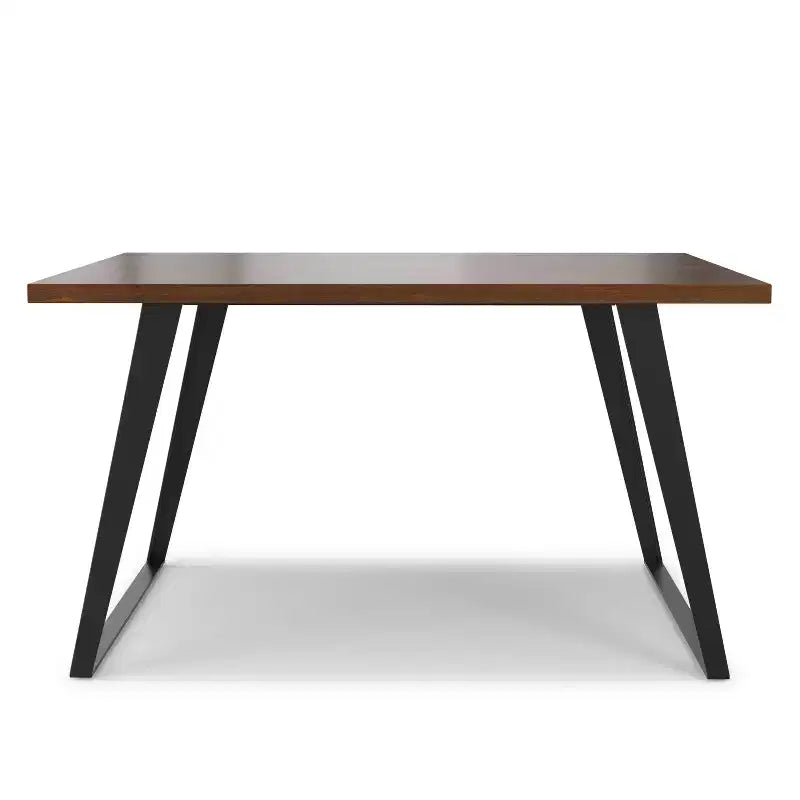 Table à manger industrielle moderne carrée de 54 po – Placage de noyer et pieds en métal gris graphite