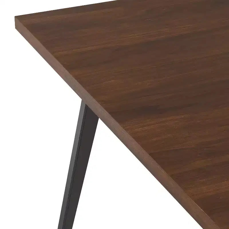 Table à manger industrielle moderne carrée de 54 po – Placage de noyer et pieds en métal gris graphite