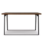 Table à manger industrielle moderne carrée de 54 po – Placage de noyer et pieds en métal gris graphite