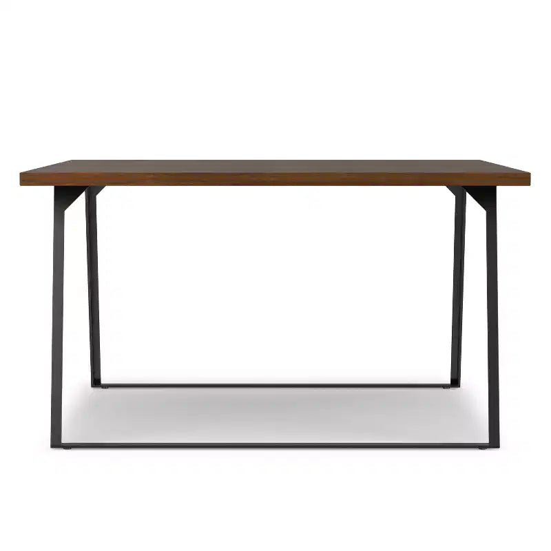 Table à manger industrielle moderne carrée de 54 po – Placage de noyer et pieds en métal gris graphite