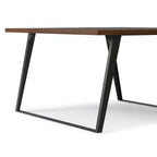 Table à manger industrielle moderne carrée de 54 po – Placage de noyer et pieds en métal gris graphite