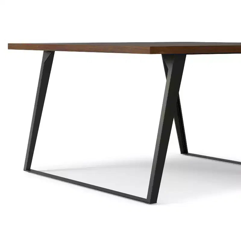 Table à manger industrielle moderne carrée de 54 po – Placage de noyer et pieds en métal gris graphite