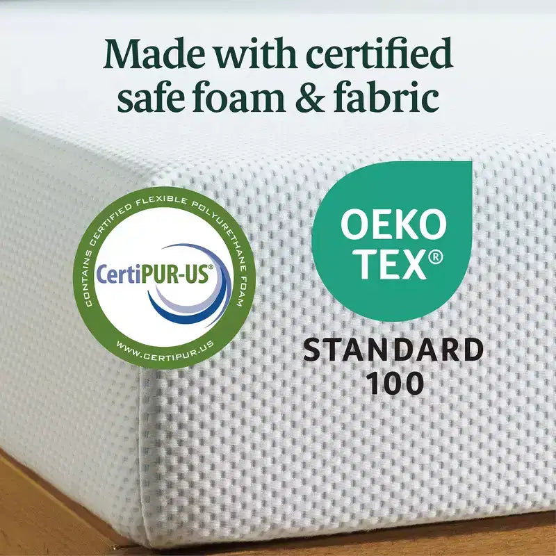 Matelas en mousse à mémoire de forme rafraîchissant au thé vert de 10 po – Grand lit, sans fibre de verre, fermeté moyenne