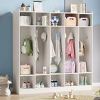 Vestiaire de classe à 5 sections avec 10 casiers et 10 crochets, organisateur de rangement blanc pour la maison, l'école, la crèche et la maternelle