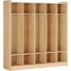 5-Section Classroom Coat Locker with 10 Cubbies & 10 Hooks, White Storage Organizer for Home, School, Nursery & Kindergarten