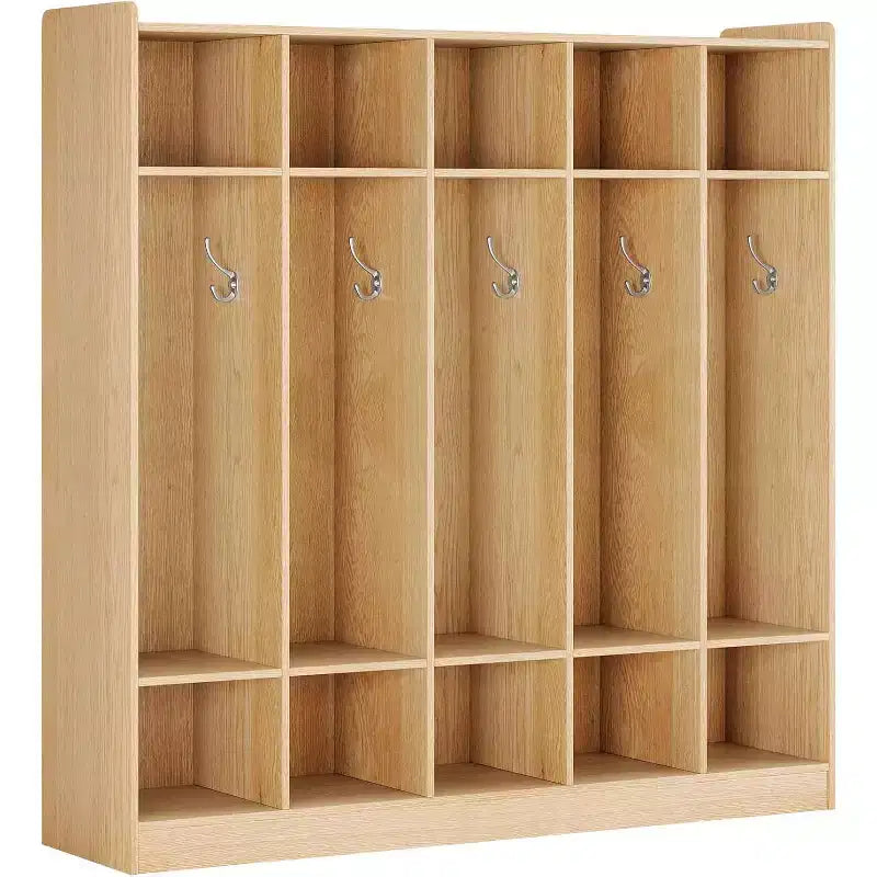 5-Section Classroom Coat Locker with 10 Cubbies & 10 Hooks, White Storage Organizer for Home, School, Nursery & Kindergarten