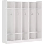 Vestiaire de classe à 5 sections avec 10 casiers et 10 crochets, organisateur de rangement blanc pour la maison, l'école, la crèche et la maternelle
