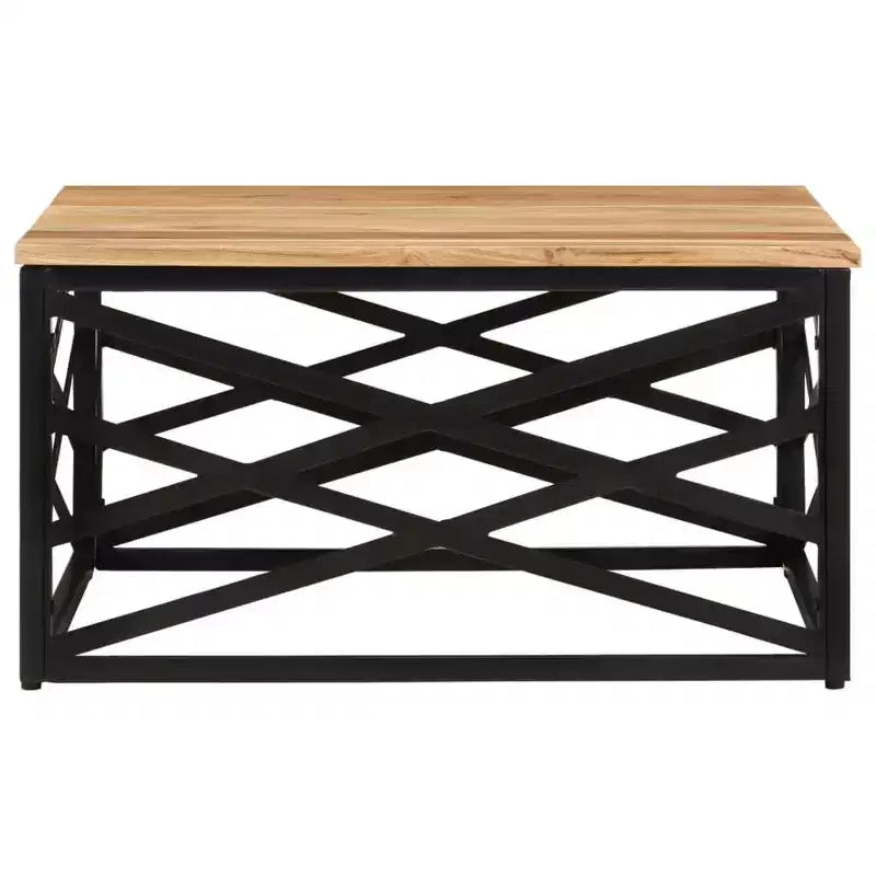 Table basse d'appoint – Bois massif et cadre métallique, style industriel