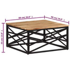 Table basse d'appoint – Bois massif et cadre métallique, style industriel