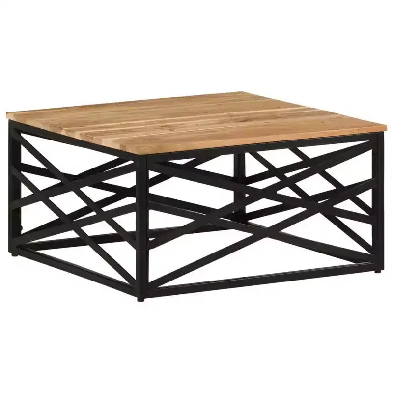 Table basse d'appoint – Bois massif et cadre métallique, style industriel