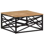 Table basse d'appoint – Bois massif et cadre métallique, style industriel