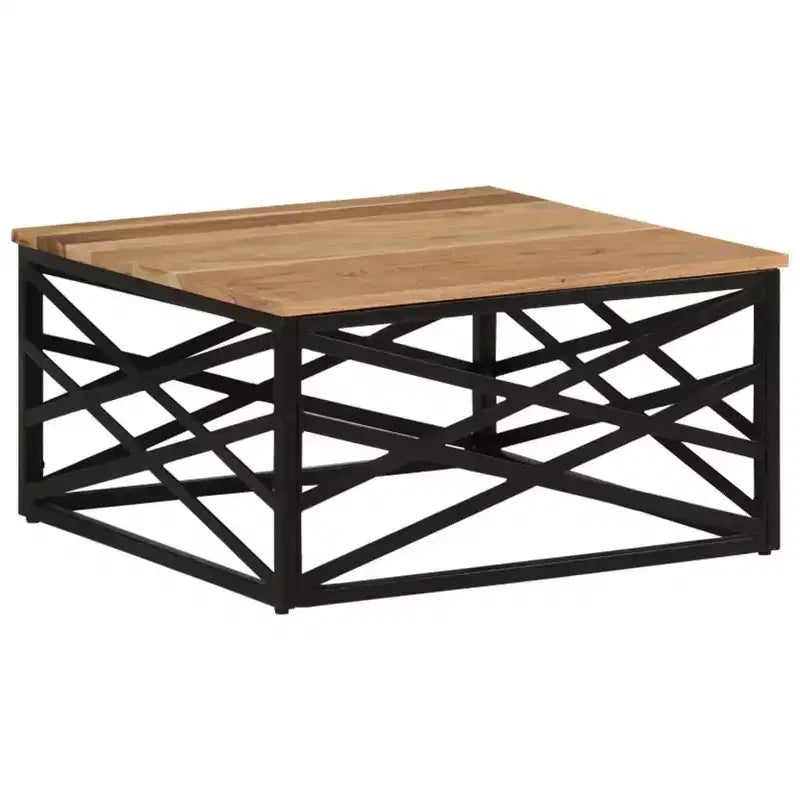 Table basse d'appoint – Bois massif et cadre métallique, style industriel