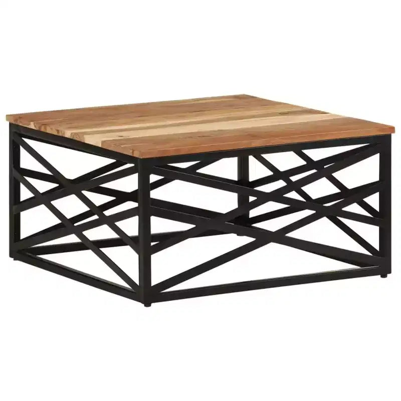 Table basse d'appoint – Bois massif et cadre métallique, style industriel