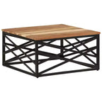 Table basse d'appoint – Bois massif et cadre métallique, style industriel