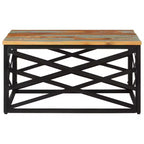 Table basse d'appoint – Bois massif et cadre métallique, style industriel