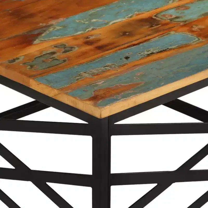 Table basse d'appoint – Bois massif et cadre métallique, style industriel