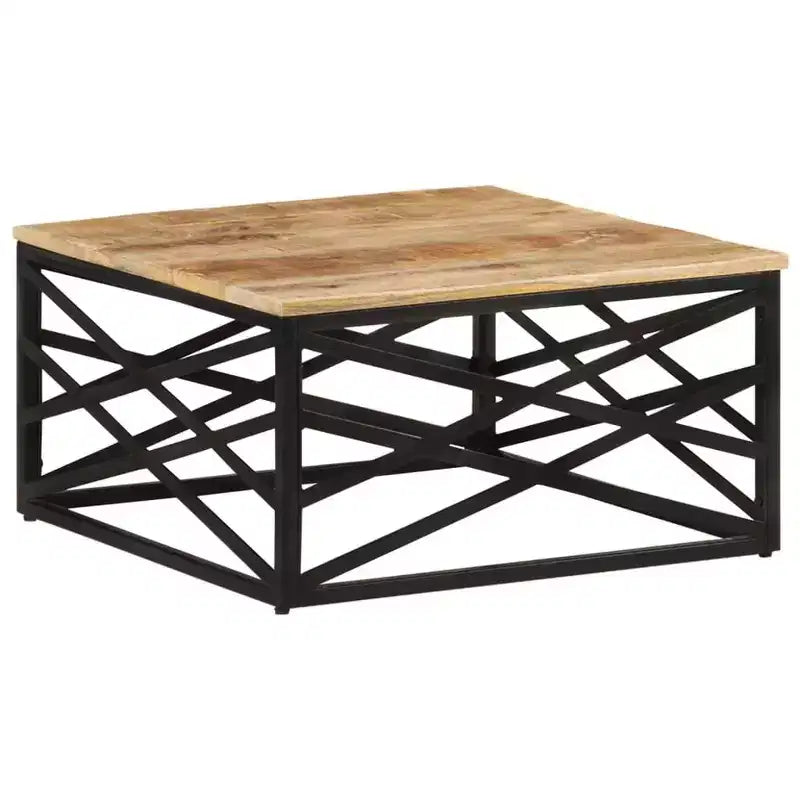 Table basse d'appoint – Bois massif et cadre métallique, style industriel