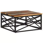 Table basse d'appoint – Bois massif et cadre métallique, style industriel