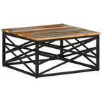 Table basse d'appoint – Bois massif et cadre métallique, style industriel