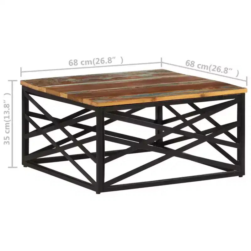 Table basse d'appoint – Bois massif et cadre métallique, style industriel