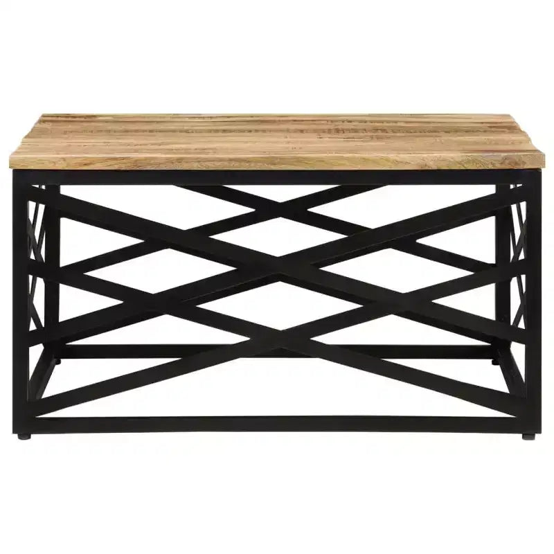 Table basse d'appoint – Bois massif et cadre métallique, style industriel