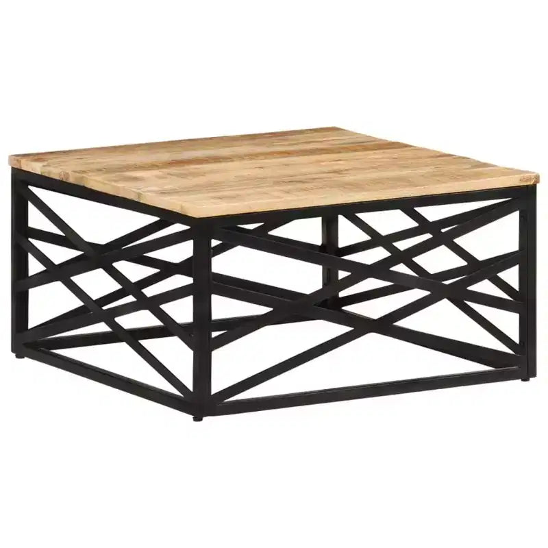 Table basse d'appoint – Bois massif et cadre métallique, style industriel