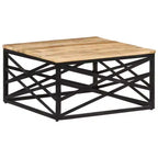 Table basse d'appoint – Bois massif et cadre métallique, style industriel