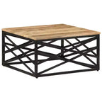 Table basse d'appoint – Bois massif et cadre métallique, style industriel