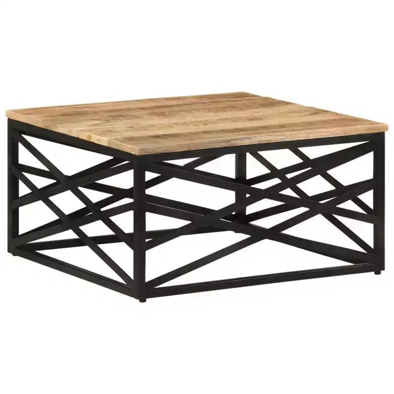 Table basse d'appoint – Bois massif et cadre métallique, style industriel