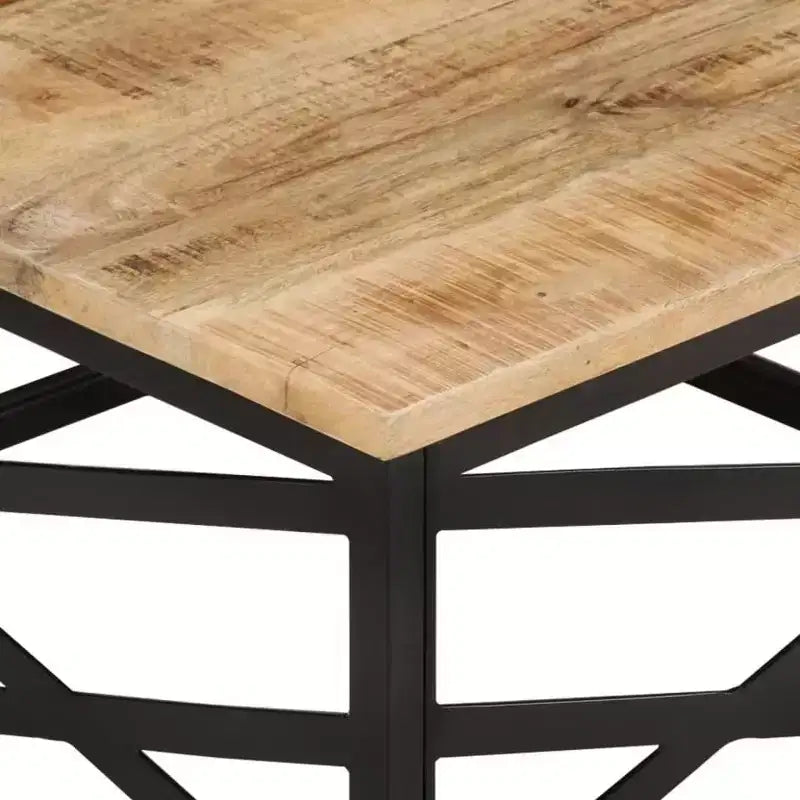 Table basse d'appoint – Bois massif et cadre métallique, style industriel